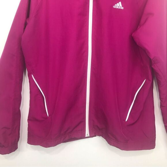 Adidas Magenta Pink White Stripe Vented Zip Up Track Jacket - Picture 5 of 15